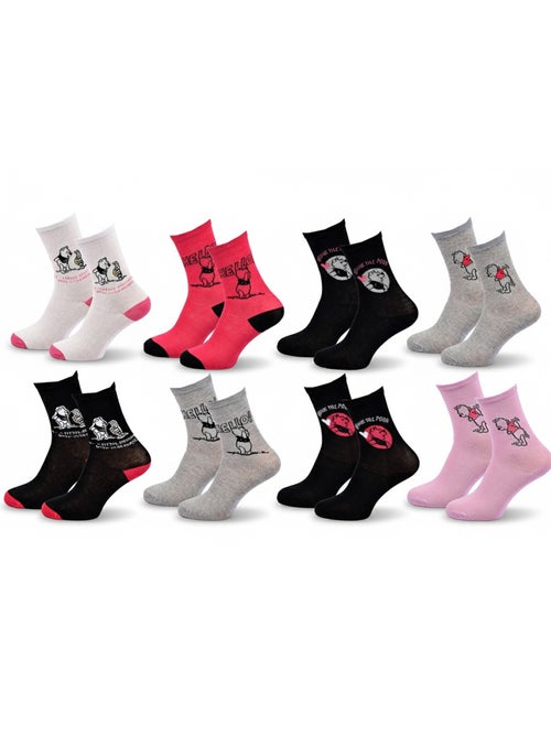 Disney – Chaussettes Femme Licence Winnie l’ourson Pack de 8 Paires - Kiabi