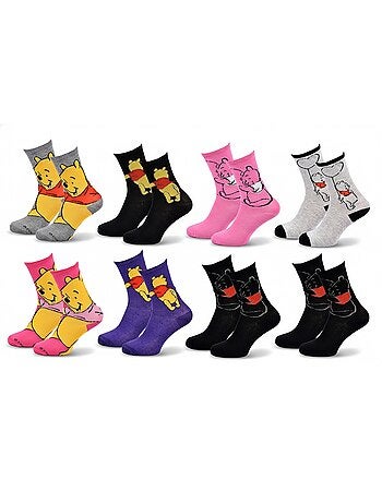 Disney – Chaussettes Femme Licence Winnie l’ourson Pack de 8 Paires