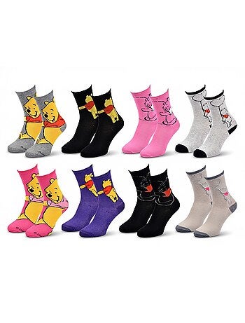 Disney – Chaussettes Femme Licence Winnie l’ourson Pack de 8 Paires