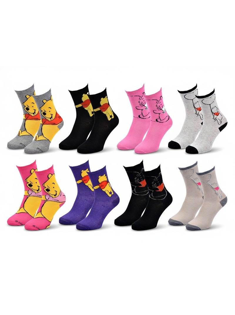Disney – Chaussettes Femme Licence Winnie l’ourson Pack de 8 Paires Noir Rose Gris - Kiabi