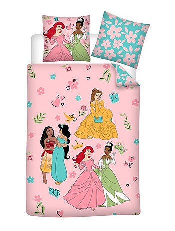 Disney, Parure de Lit 3 pièces, Enfant Imprimée Réversible 100% Coton, PRINCESSES
