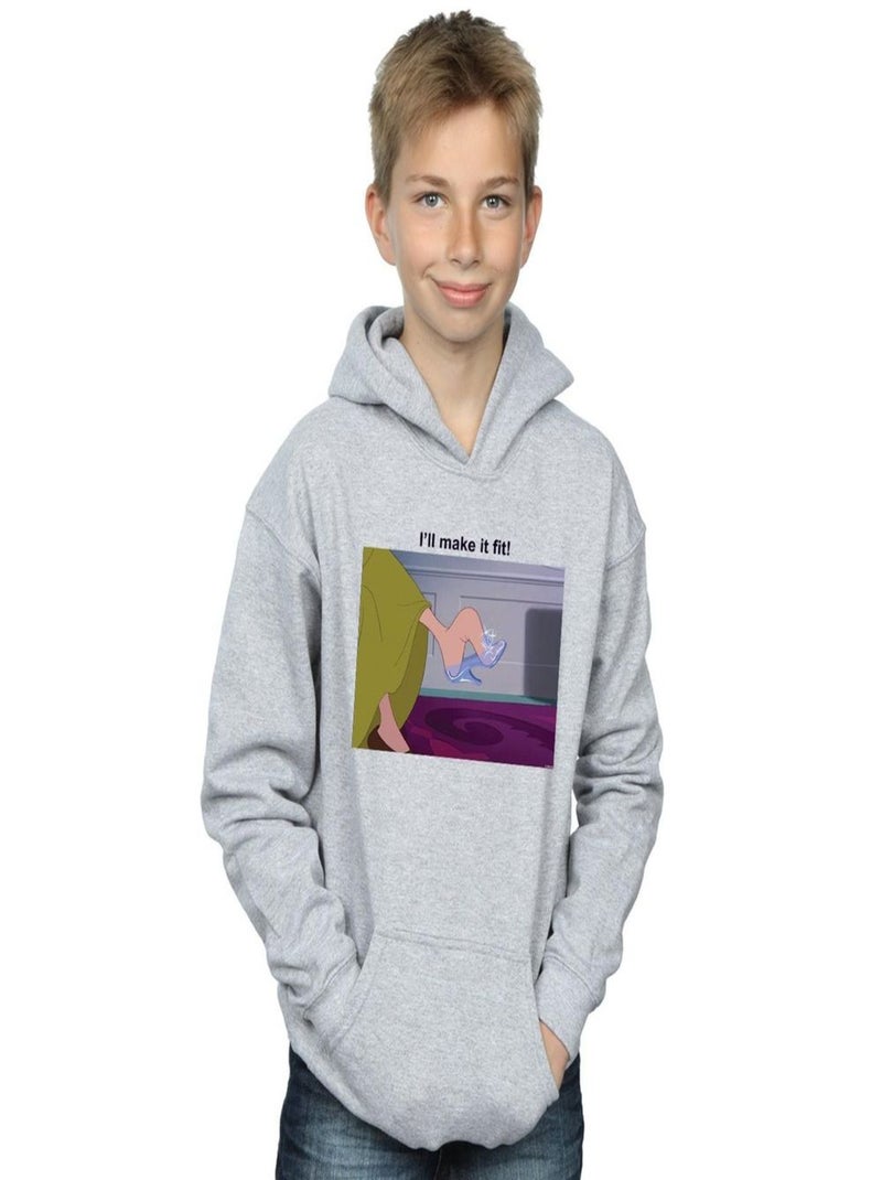 Disney Princess - Sweat à capuche I'LL MAKE IT FIT Gris chiné - Kiabi