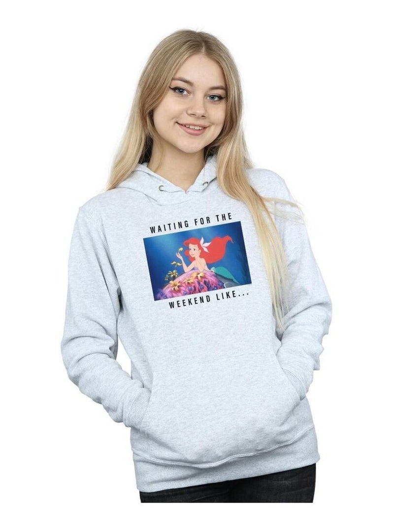 Disney Princess - Sweat à capuche WAITING FOR THE WEEKEND Gris chiné - Kiabi
