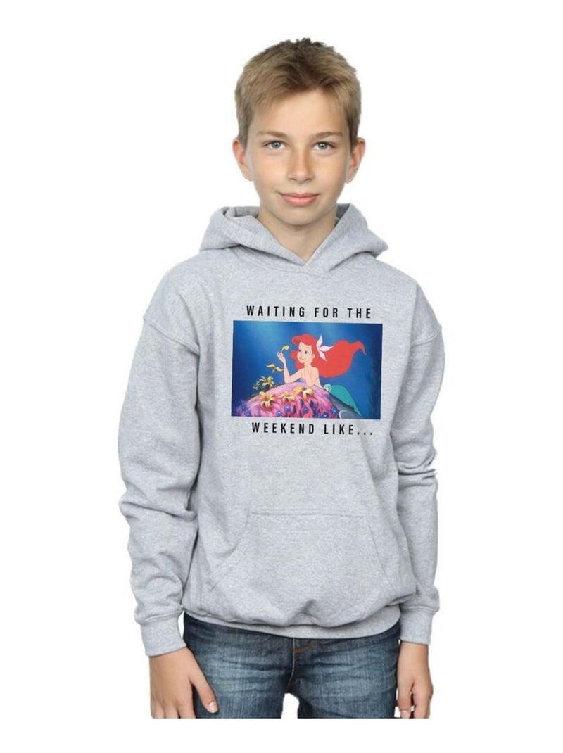 Disney Princess - Sweat à capuche WAITING FOR THE WEEKEND Gris chiné - Kiabi