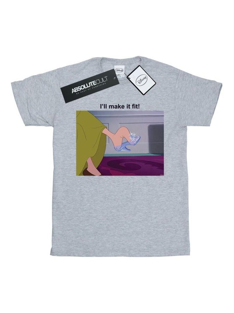 Disney Princess - T-shirt I'LL MAKE IT FIT Gris chiné - Kiabi