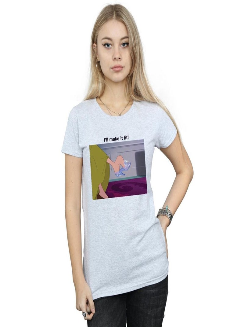 Disney Princess - T-shirt I'LL MAKE IT FIT Gris chiné - Kiabi