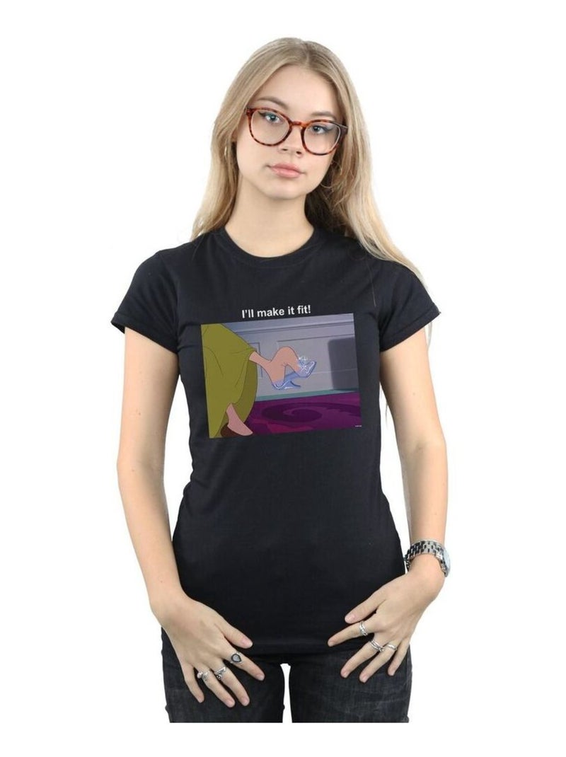Disney Princess - T-shirt I'LL MAKE IT FIT Noir - Kiabi