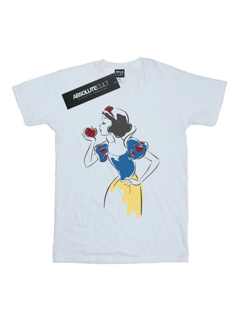 Disney Princess - T-shirt motif Blanche-Neige motif/style Pomme pailletée Blanc - Kiabi