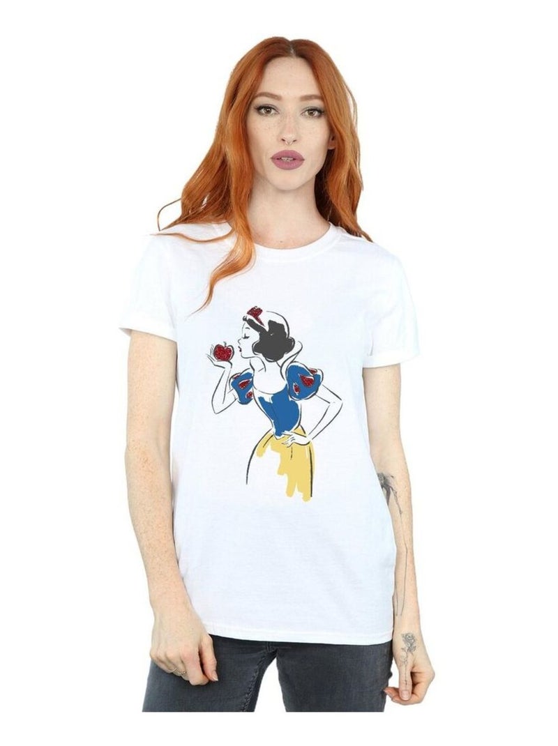 Disney Princess - T-shirt motif Blanche-Neige motif/style Pomme pailletée Blanc - Kiabi