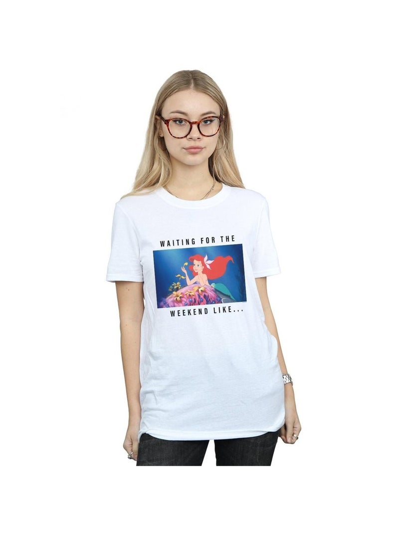 Disney Princess - T-shirt WAITING FOR THE WEEKEND Blanc - Kiabi