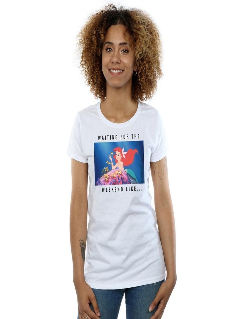 Disney Princess - T-shirt WAITING FOR THE WEEKEND Blanc - Kiabi