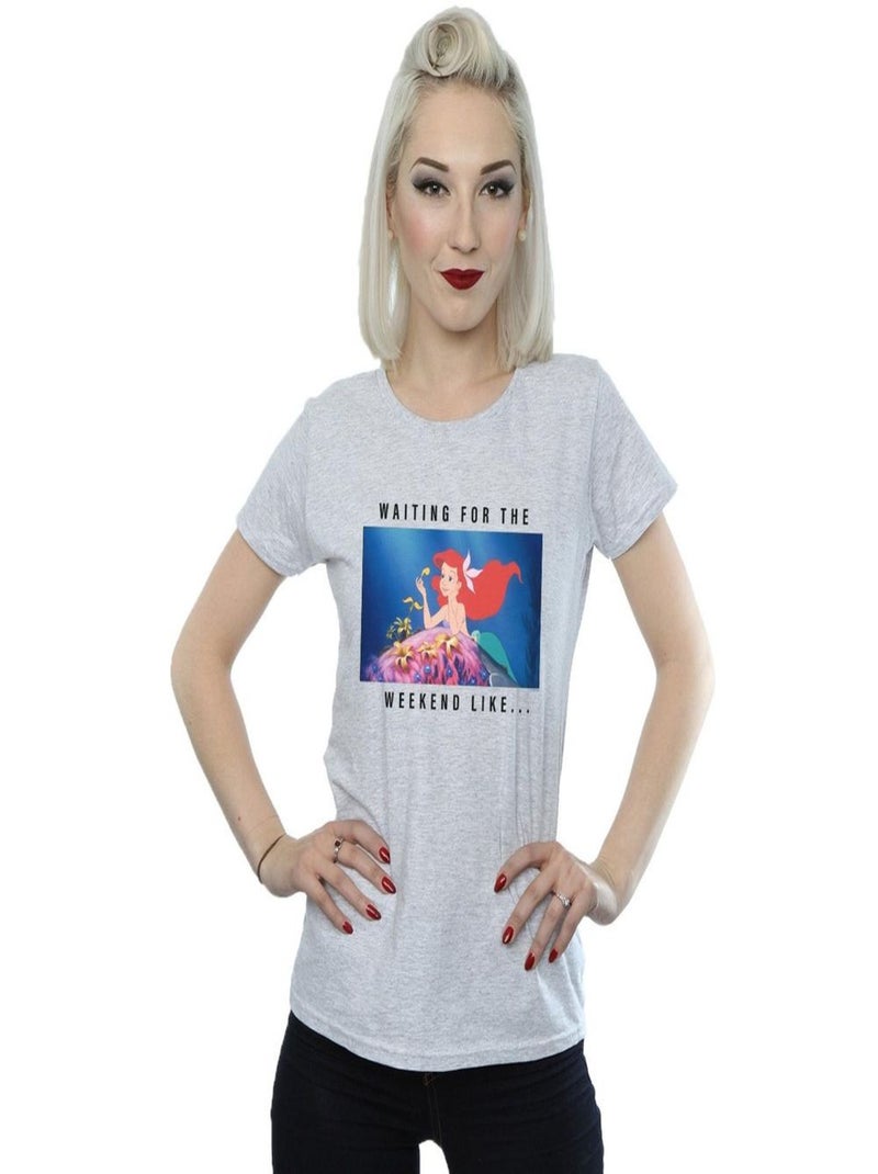 Disney Princess - T-shirt WAITING FOR THE WEEKEND Gris chiné - Kiabi