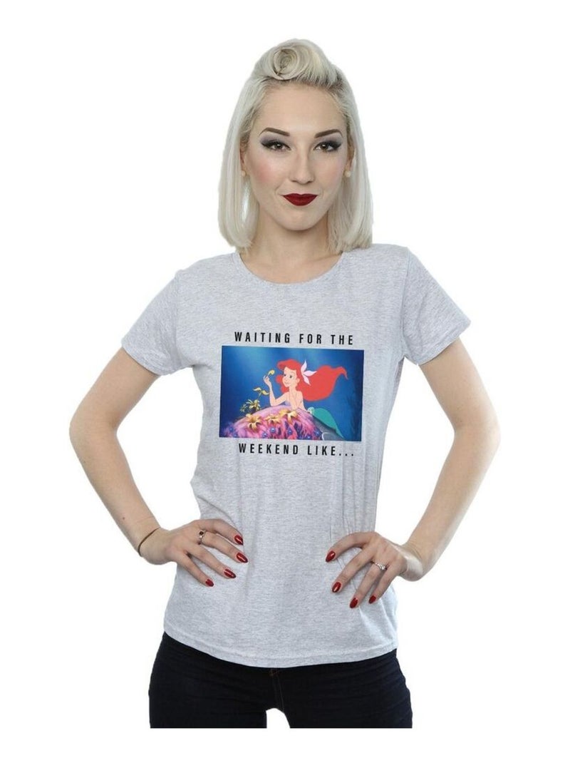 Disney Princess - T-shirt WAITING FOR THE WEEKEND Gris chiné - Kiabi
