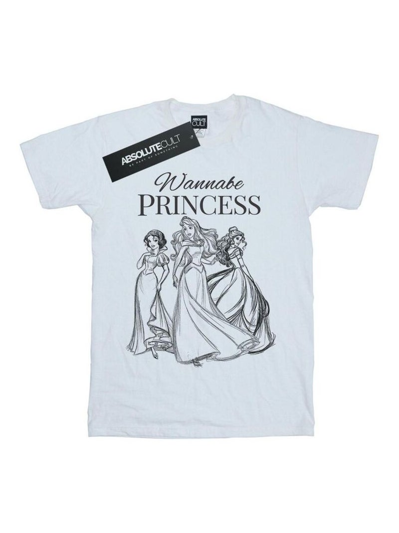 Disney Princess - T-shirt WANNABE PRINCESS Blanc - Kiabi