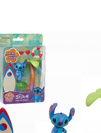 Disney stitch - coffret surf, palmier et figurine