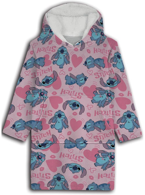 Disney stitch sweat poncho a capuche flanelle adulte taille unique rose - Kiabi