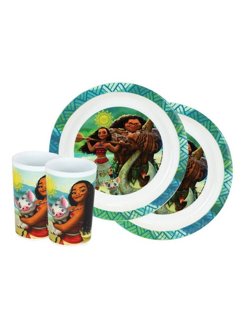 DISNEY VAIANA LOT DE 4 PIECES (ASSIETTE X2 + VERRE X2) - Kiabi