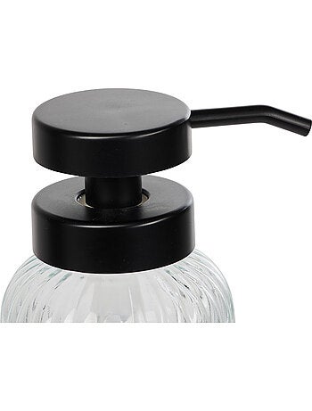 Distributeur à savon en verre nervuré 500ml BLACK EDITION
