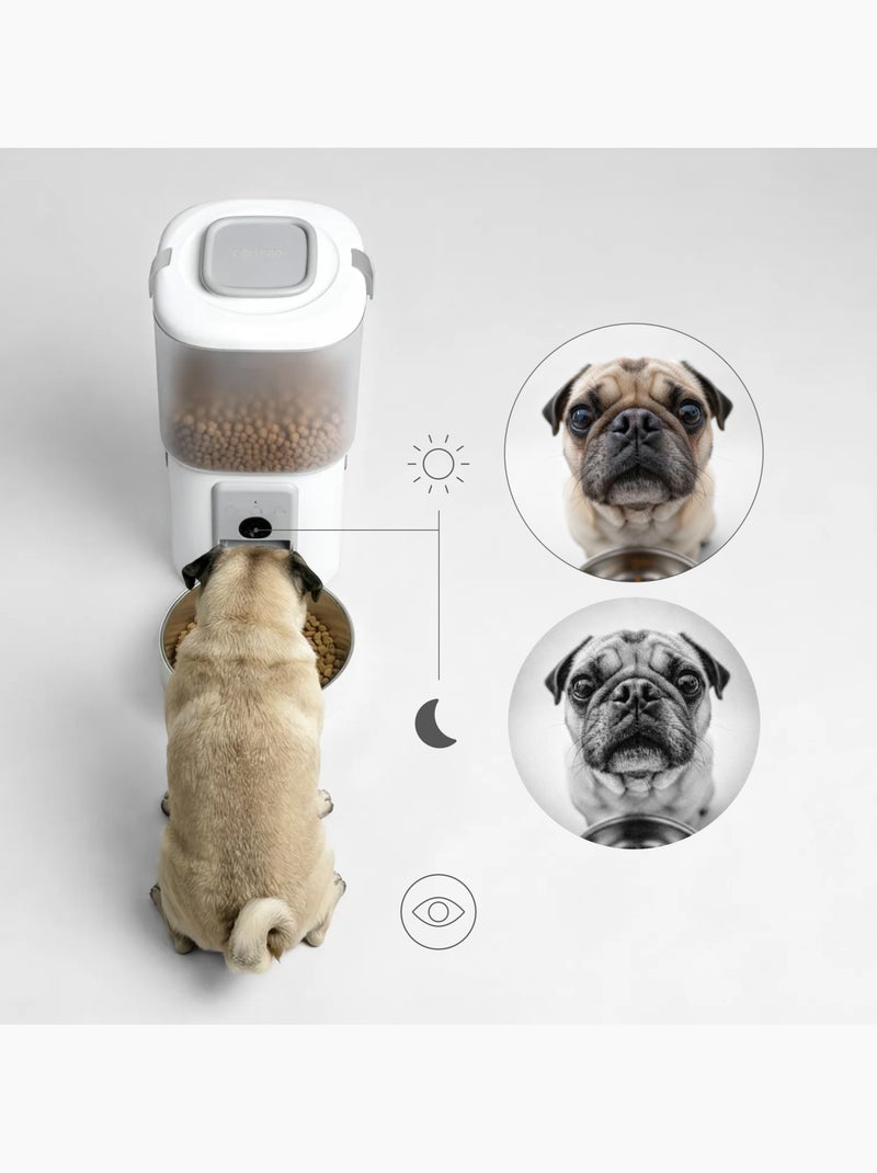 Distributeur Croquettes Automatique 2en1 PELUVIO Feast - Fontaine à Eau - Camera - Wi-Fi - 10/jour Blanc - Kiabi