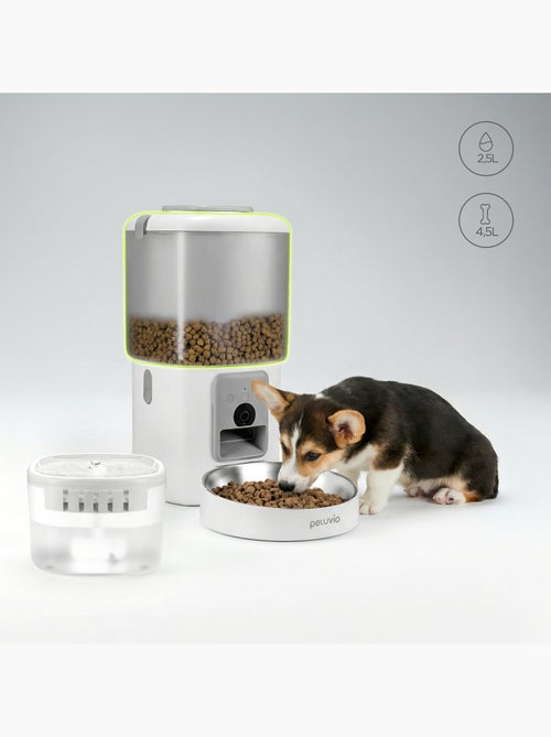 Distributeur Croquettes Automatique 2en1 PELUVIO Feast - Fontaine à Eau - Camera - Wi-Fi - 10/jour - Kiabi Distributeur Croquettes Automatique 2en1 PELUVIO Feast - Fontaine à Eau - Camera - Wi-Fi - 10/jour - Kiabi