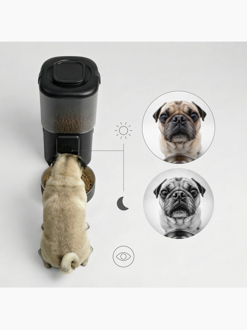 Distributeur Croquettes Automatique 2en1 PELUVIO Feast - Fontaine à Eau - Camera - Wi-Fi - 10/jour Noir - Kiabi