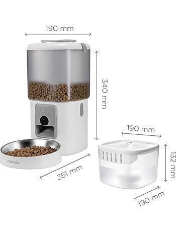 Distributeur Croquettes Chat Automatique 2en1 PELUVIO Feast - Distributeur d'eau - Wi-Fi - 10/jour