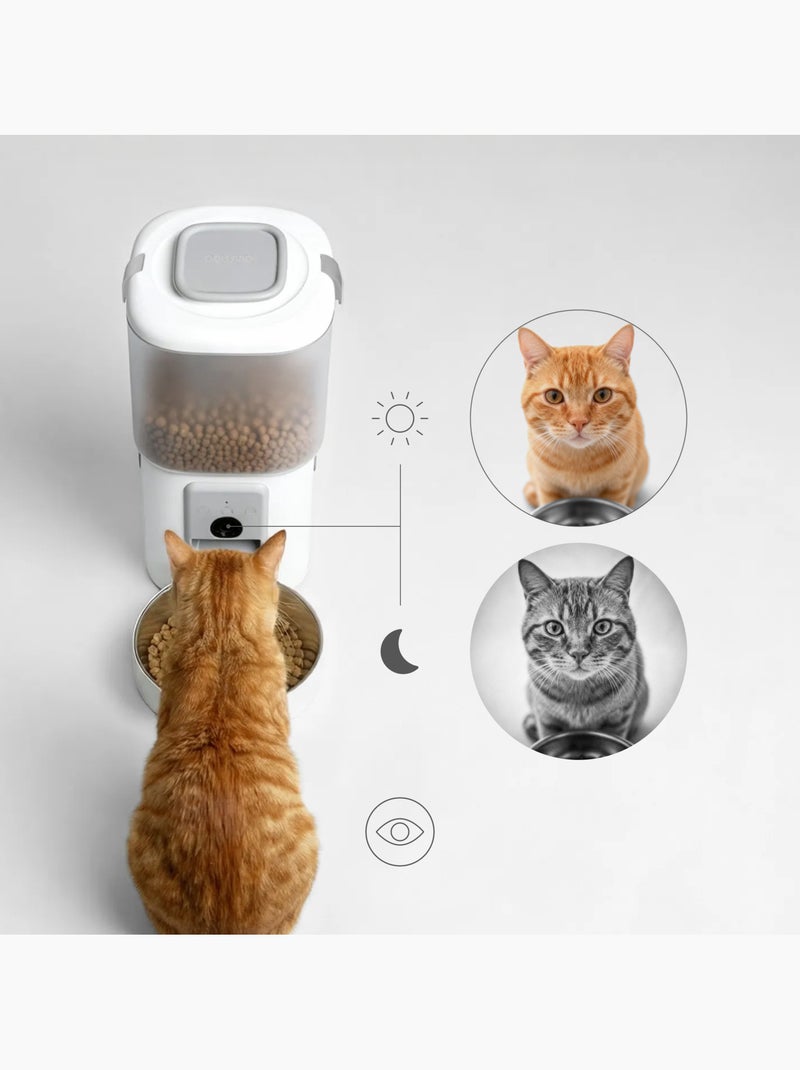 Distributeur Croquettes Chat Automatique 2en1 PELUVIO Feast - Distributeur d'eau - Wi-Fi - 10/jour Blanc - Kiabi