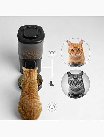 Distributeur Croquettes Chat Automatique 2en1 PELUVIO Feast - Distributeur d'eau - Wi-Fi - 10/jour