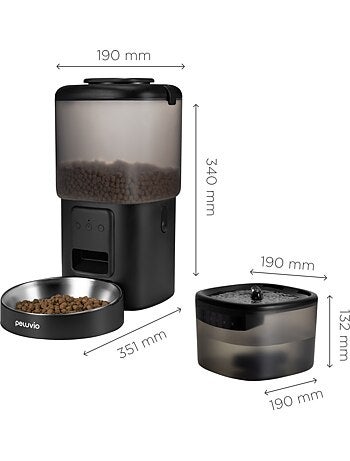 Distributeur Croquettes Chat Automatique 2en1 PELUVIO Feast - Distributeur d'eau - Wi-Fi - 10/jour