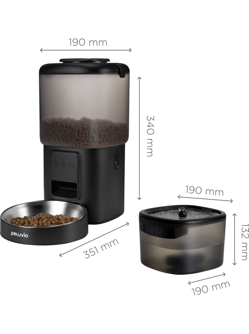 Distributeur Croquettes Chat Automatique 2en1 PELUVIO Feast - Distributeur d'eau - Wi-Fi - 10/jour Noir - Kiabi