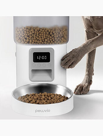 Distributeur de croquettes Automatique Chien PELUVIO Crispy - 4,5 L - 4 Repas/jour