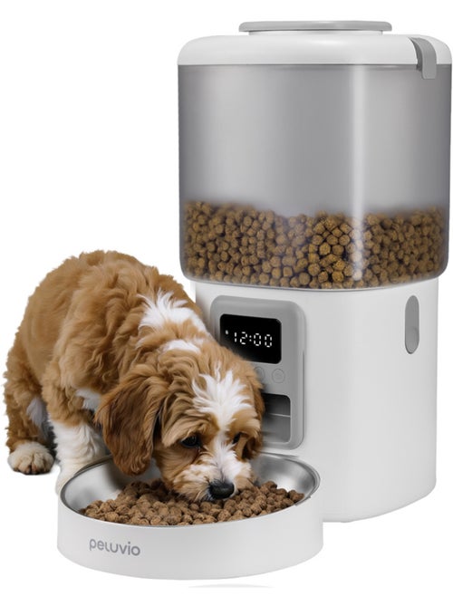 Distributeur de croquettes Automatique Chien PELUVIO Crispy - 4,5 L - 4 Repas/jour - Kiabi Distributeur de croquettes Automatique Chien PELUVIO Crispy - 4,5 L - 4 Repas/jour - Kiabi