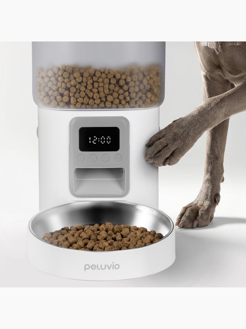 Distributeur de croquettes Automatique Chien PELUVIO Crispy - 4,5 L - 4 Repas/jour Blanc - Kiabi