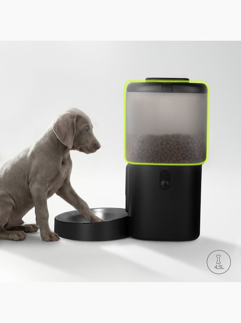 Distributeur de croquettes Automatique Chien PELUVIO Crispy - 4,5 L - 4 Repas/jour Noir - Kiabi