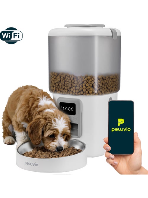 Distributeur de croquettes Automatique Chien PELUVIO Crispy - Wi-Fi - 4,5 L - 4 Repas/jour - Kiabi Distributeur de croquettes Automatique Chien PELUVIO Crispy - Wi-Fi - 4,5 L - 4 Repas/jour - Kiabi