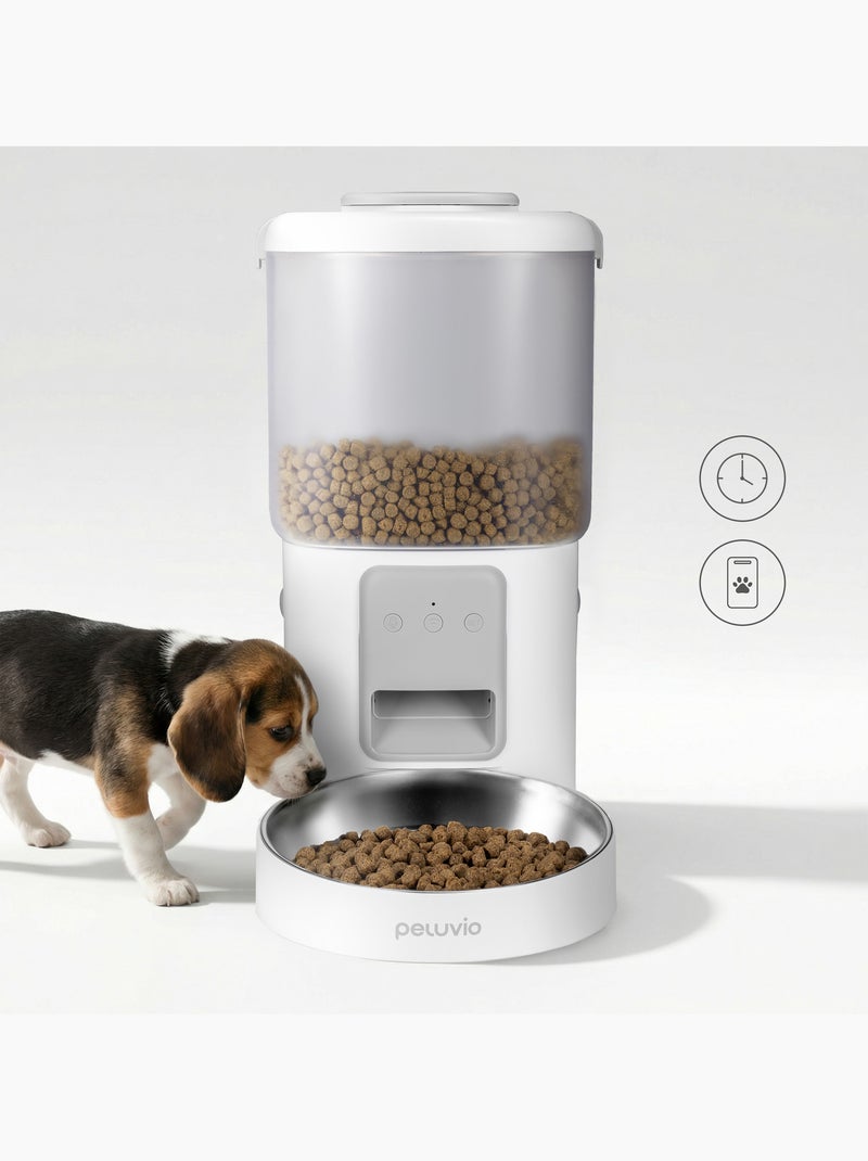 Distributeur de croquettes Automatique Chien PELUVIO Crispy - Wi-Fi - 4,5 L - 4 Repas/jour Blanc - Kiabi