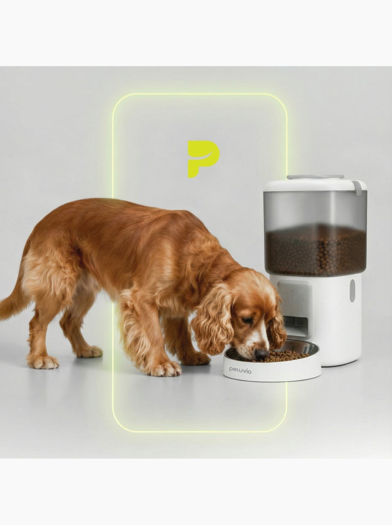 Distributeur de croquettes Automatique Chien PELUVIO Crispy - Wi-Fi - 4,5 L - 4 Repas/jour Blanc - Kiabi