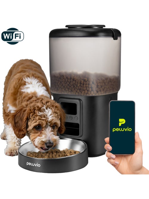 Distributeur de croquettes Automatique Chien PELUVIO Crispy - Wi-Fi - 4,5 L - 4 Repas/jour - Kiabi Distributeur de croquettes Automatique Chien PELUVIO Crispy - Wi-Fi - 4,5 L - 4 Repas/jour - Kiabi