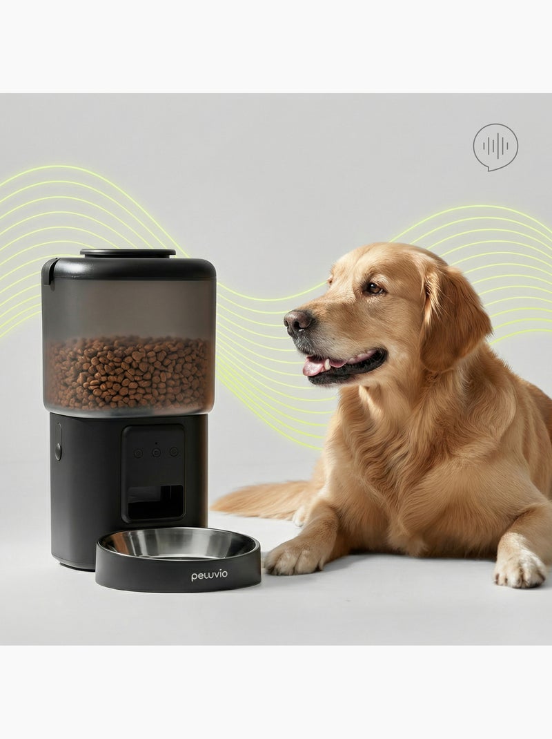 Distributeur de croquettes Automatique Chien PELUVIO Crispy - Wi-Fi - 4,5 L - 4 Repas/jour Noir - Kiabi