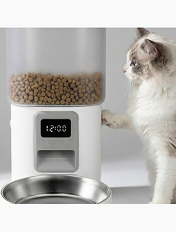 Distributeur de croquettes Automatique pour chat Chat PELUVIO Crispy - 4,5 L - 4 Repas/jour