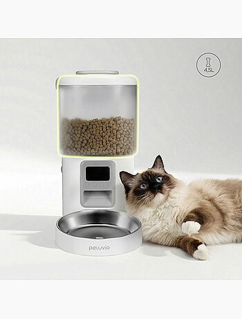Distributeur de croquettes Automatique pour chat Chat PELUVIO Crispy - 4,5 L - 4 Repas/jour