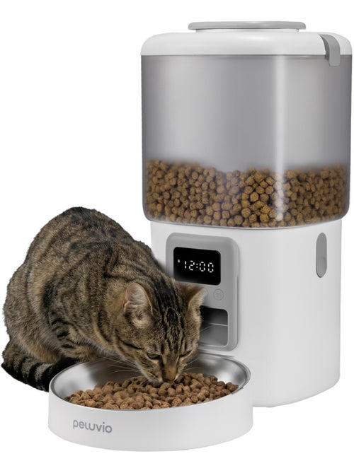 Distributeur de croquettes Automatique pour chat Chat PELUVIO Crispy - 4,5 L - 4 Repas/jour - Kiabi