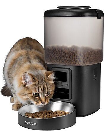 Distributeur de croquettes Automatique pour chat Chat PELUVIO Crispy - 4,5 L - 4 Repas/jour