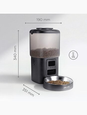 Distributeur de croquettes Automatique pour chat Chat PELUVIO Crispy - 4,5 L - 4 Repas/jour