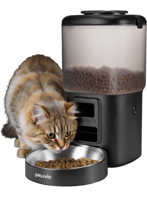 Distributeur de croquettes Automatique pour chat Chat PELUVIO Crispy - 4,5 L - 4 Repas/jour - Kiabi