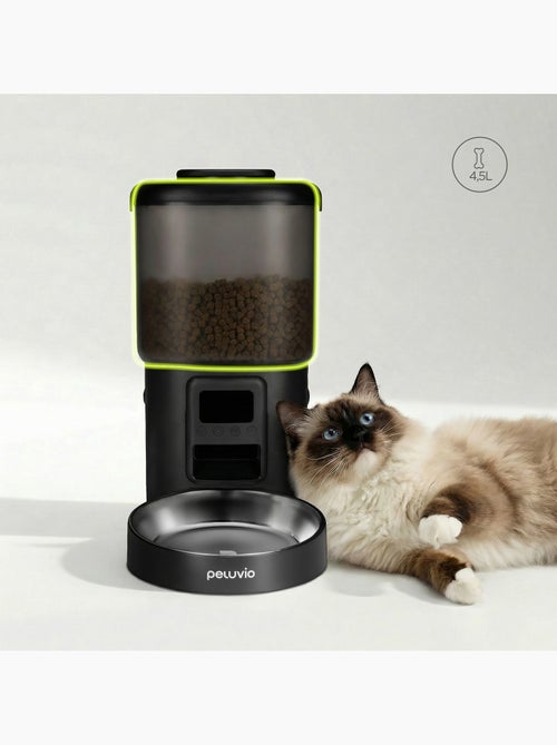 Distributeur de croquettes Automatique pour chat Chat PELUVIO Crispy - 4,5 L - 4 Repas/jour - Kiabi