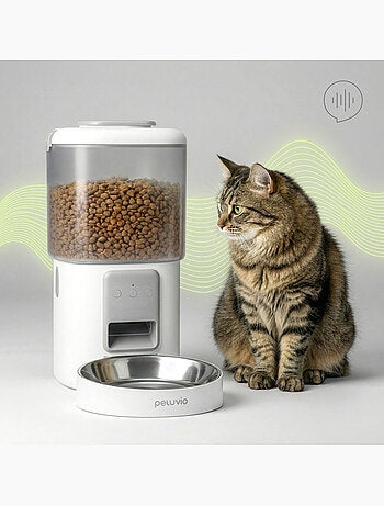 Distributeur de croquettes Automatique pour Chat PELUVIO Crispy - WiFi - 4,5 L - 4 Repas/jour
