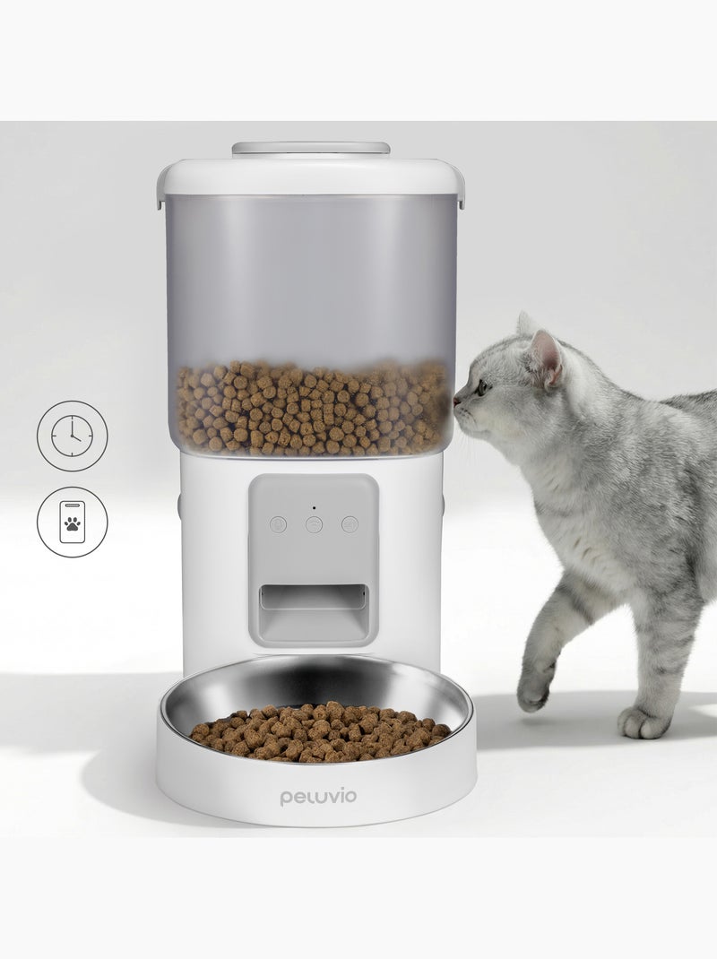 Distributeur de croquettes Automatique pour Chat PELUVIO Crispy - WiFi - 4,5 L - 4 Repas/jour Blanc - Kiabi