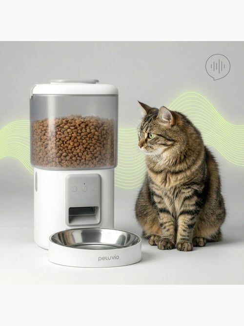 Distributeur de croquettes Automatique pour Chat PELUVIO Crispy - WiFi - 4,5 L - 4 Repas/jour - Kiabi Distributeur de croquettes Automatique pour Chat PELUVIO Crispy - WiFi - 4,5 L - 4 Repas/jour - Kiabi