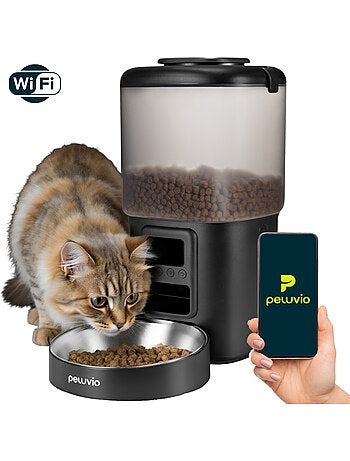 Distributeur de croquettes Automatique pour Chat PELUVIO Crispy - WiFi - 4,5 L - 4 Repas/jour